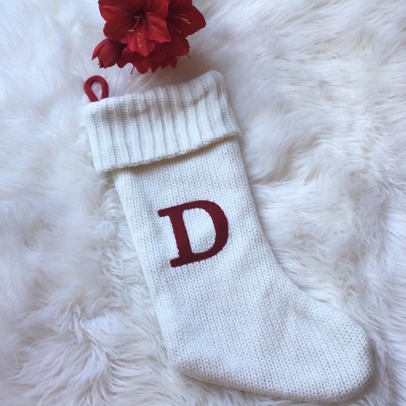 Holiday Chunky Knit Monogram D Stocking